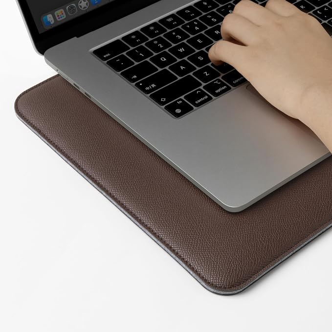 Comfyable Laptop Sleeve 14 Inch Precisely Compatible with MacBook Pro M5 M4 M3 M2 Pro/Max 2026-2021, Faux Leather Cover Case, 14 in, Coffee