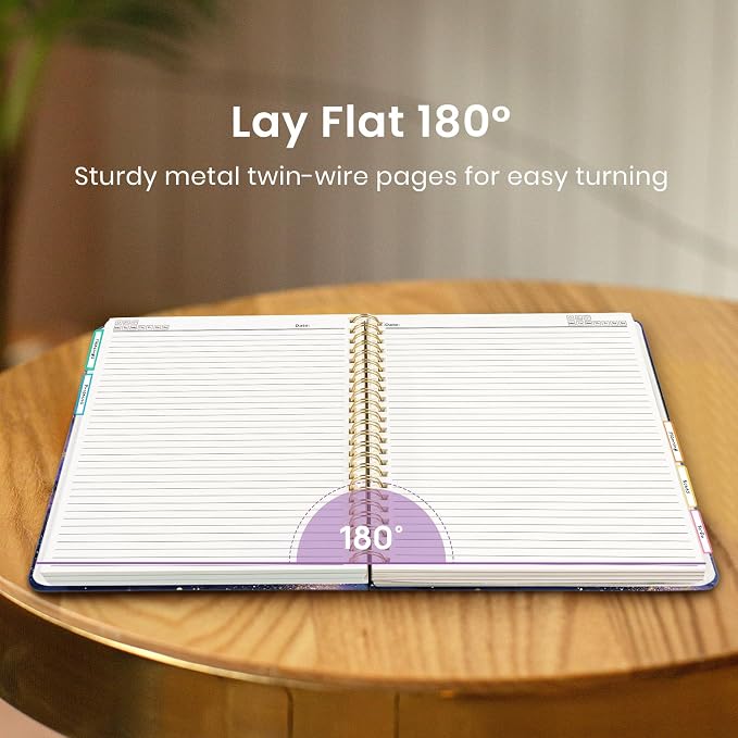 Large Spiral Lined Notebooks for Work with Removable Dividers & Tabs, 8.5"x11" Pretty Hardcover 5 Subject Notebook Journal for Women, College Ruled, for Study & Office, 280 Pages,Cosmic Amethyst