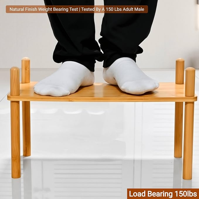 2-Tier Bamboo Coffee Bar Organizer,Coffee Bar Accessories, Mul-tifunctional Wooden Beaded Coffee Station Countertop Stand Shelf for Kitchen Home Office,Counter Riser Display Shelf for Top of Desk Home