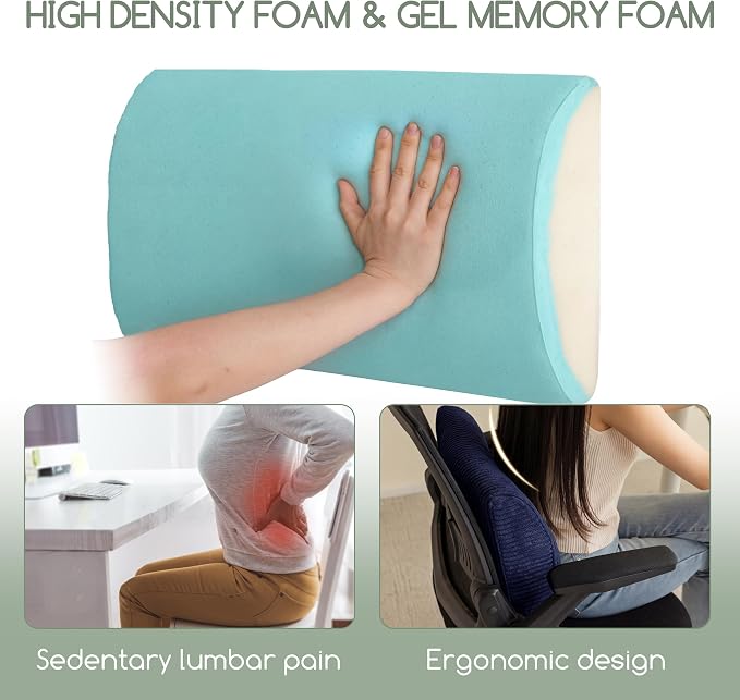Lumbar Support Pillow for Recliner Chair/Accent Chair/Couch, Extra Large Memory Foam Back Support Cushion for Elderly, Recliner Cushions for Back Rest, Pain Relief, Reading, Washable Cover, Navy