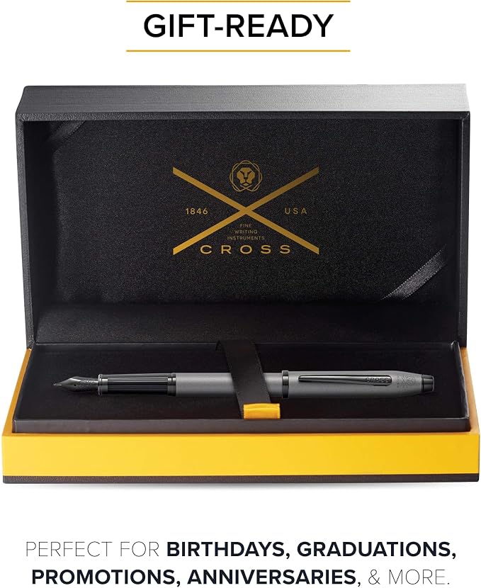 Cross Century II Gunmetal Gray Medium Nib Fountain Pen - Professional Pen for Everyday Use - Smooth Writing - Comfortable Grip - Black Ink - Durable Construction - Includes Gift Box