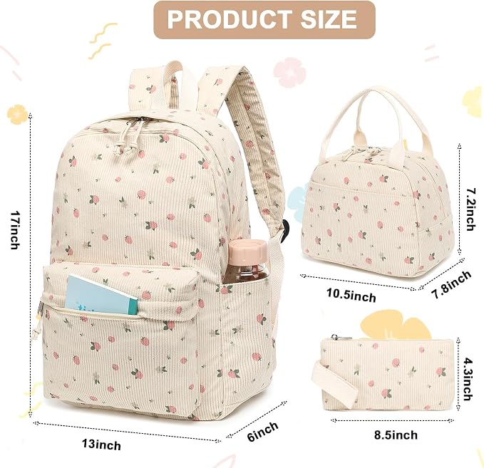 BTOOP School Backpacks for Teen Girls Bookbags Lightweight Kids Backpack School Bags Set with Lunch Box Pencil Case