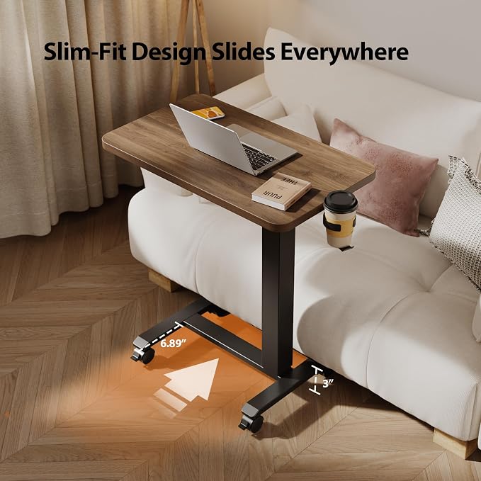 Agilestic Electric Standing Desk, 26 x 16 Inches Height Adjustable Desk, Sit Stand up for Work Office Home, Ergonomic Rising Computer Table with with Wheels, Dark Walnut