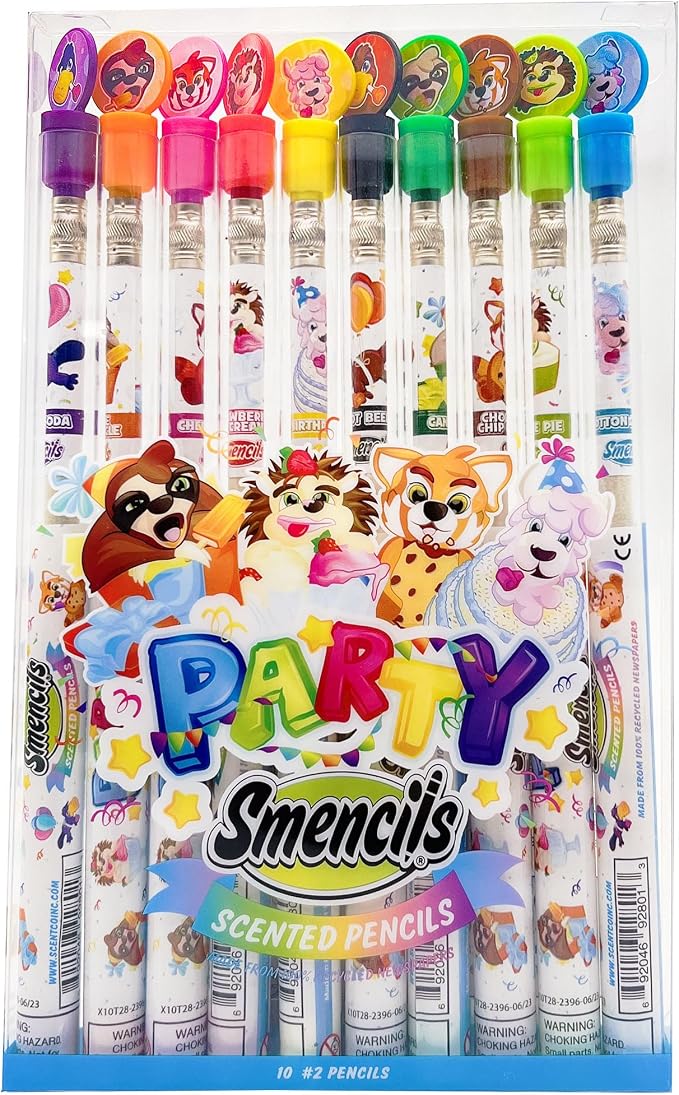 Party Smencils - Patented Gourmet Scented Graphite HB #2 Pencils made from Recycled Newspapers, 10 Count, Gifts for Kids, School Supplies