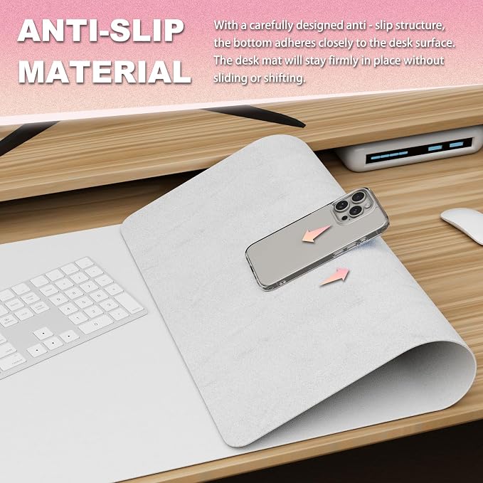 K KNODEL Large Desk Protector Mat and Pad for Office (White, 17" x 35.4") | Waterproof Desk Mat, Desk Pads and Blotters, Desktop Mat, Desk Protector and Cover, Office Computer, Laptop and Keyboard Mat
