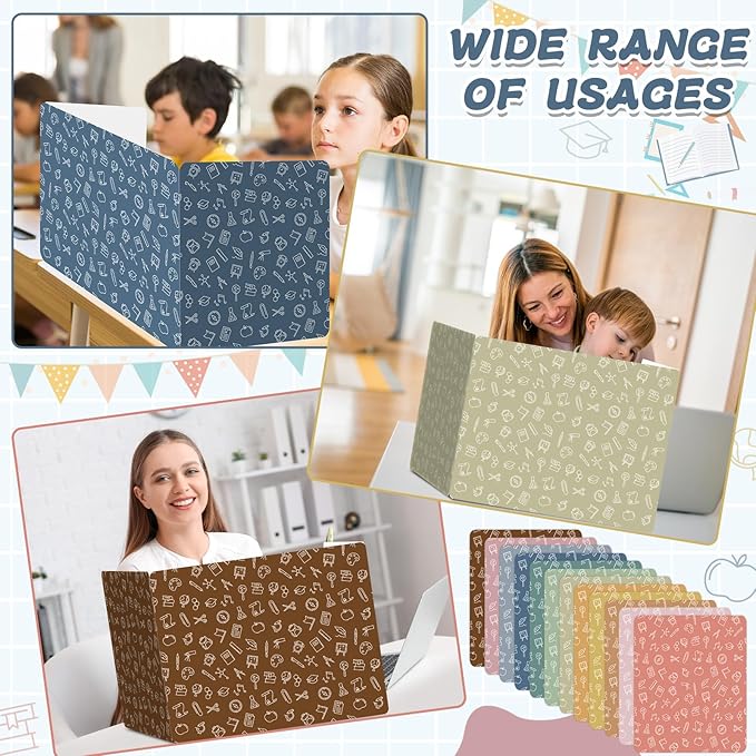 gisgfim 24 Pack Privacy Shields for Student Desk Colorful Desk Dividers Durable Privacy Folders Testing Dividers Shield Study Boards Panel Partition for Classroom Teacher Back to School Supplies