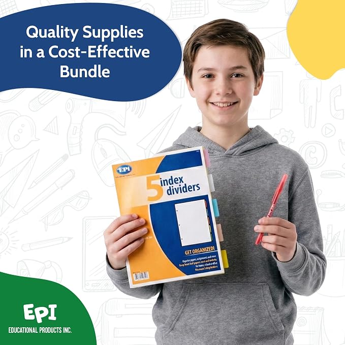 EPI Essentials Bulk School Supplies for Kids – 6th to 8th Grade School Supply Packs – Wide-Ruled Bundle with Classroom-Ready Standard List Essentials – 120 Boxes per Pallet