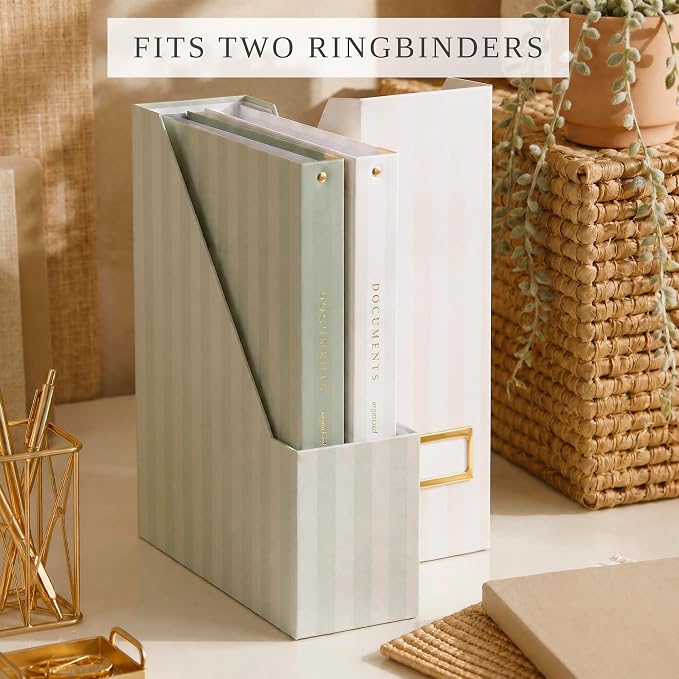 Beautiful Magazine Holder Set of 3 - Sturdy File Holder to Organize Your Desk or Shelves - The Perfect Office & Work Storage to Effortlessly Arrange Your Paperwork, Files, Magazines, Books or Binders
