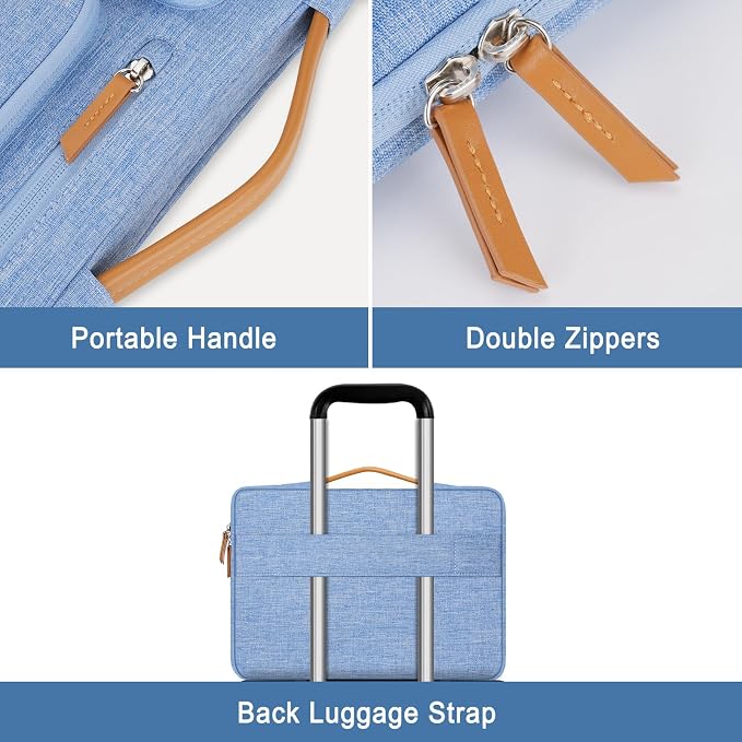 MOSISO 360 Protective Laptop Case 16 inch, 15-15.6 inch Laptop Sleeve Compatible with MacBook Pro 16, HP Acer Dell Lenovo ASUS, Side Open Carrying Case with 4 Zipper Pockets&Handle, Sky Blue