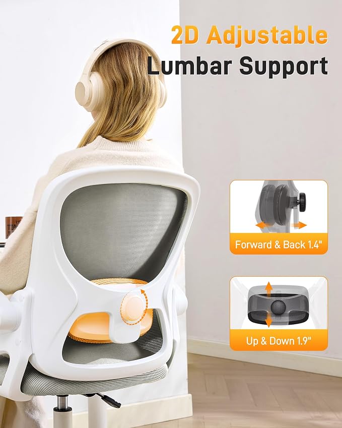 LukkDys Drafting Chair with Arms, Tall Office Chair for Standing Desks | Ergonomic lumbar pad, breathable mesh and foot ring support forward-leaning posture for sewing, crafts and daily studio work.