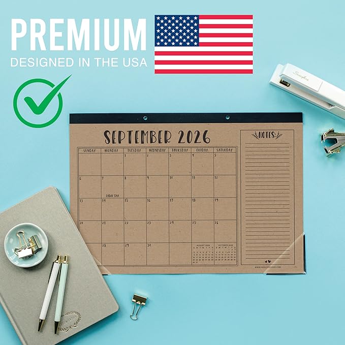 Hadley Designs Large Teacher Desk Calendar 2026-2027 - Desktop Calendar 2026, 18-Month Desk Calendars for Home, Office & Classroom, Cute Classroom Must Haves, Back to School Teacher Gifts