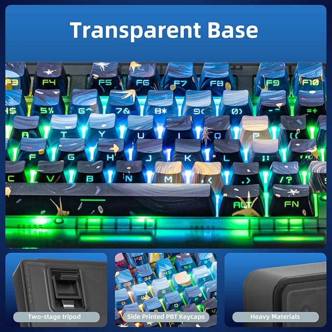 ZORNHER ZH980 Mechanical Keyboard,95% Blue Creamy Keyboard with Number Pad,Van Gogh's Starry Night Dye Sublimation PBT Keycaps,Pre-lubed Clicky Switches,Hot-Swappable