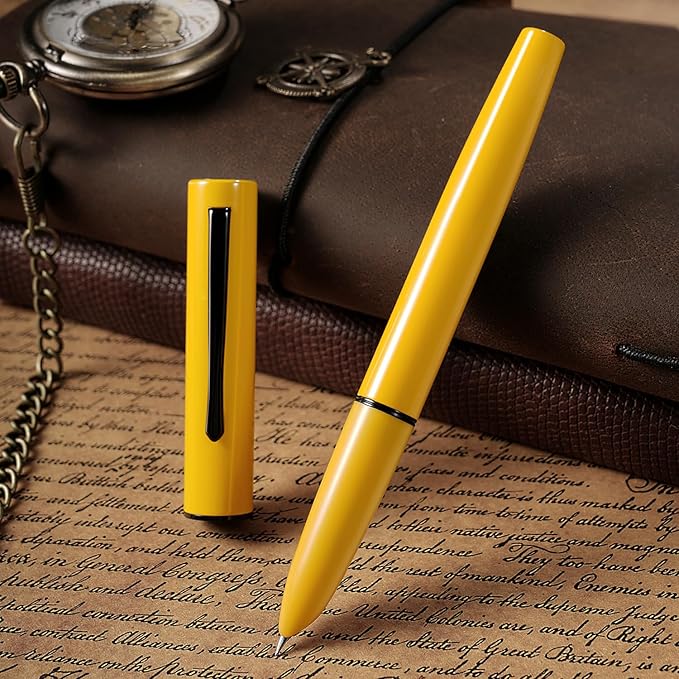 HONG DIAN C1 Fountain Pen Fine Nib, Snow White & Classic Retro Design Metal Pen with Ink Converter