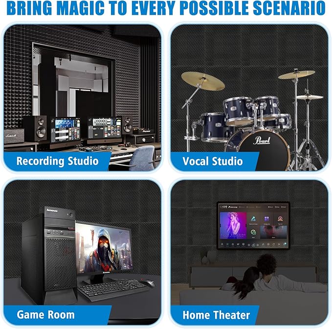4 Pack-48X24X2 Inches Acoustic Panels, Egg Crate Foam soundproof wall Panels,Sound Proof Foam Panels for Walls, Noise dampening Panels,Sound Panels, Studio Foam for Wall and Ceiling