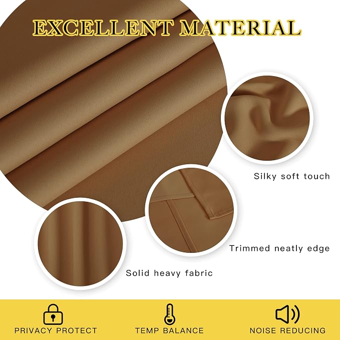 NICETOWN Blackout Curtains & Drapes - Privacy Thermal Efficiency Backdrop Curtains for Bedroom Room Divider Living Room Patio Sliding Glass Door, Wide 80 x Long 144 inch, Gold Brown, 1 Panel