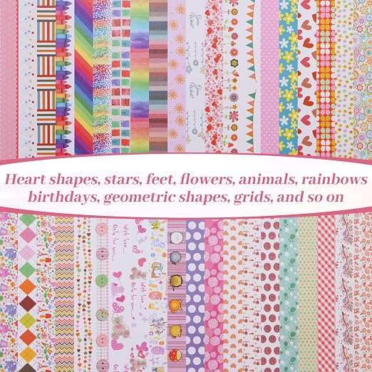 WEGAZ Washi Tape Set - 40 Rolls of 1.5cm Wide Decorative and Craft Tape for Scrapbooking and Bullet Journal Supplies