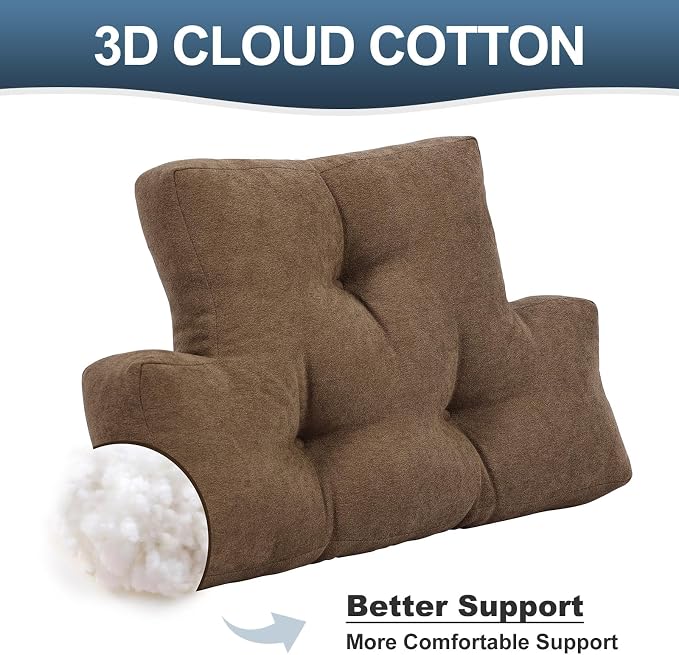 Back Pillow for Recliner Lumbar Support Pillow Soft and Fluffy Back Support Cushion Thick Lumbar Cushion for Chairs, Recliners,Sofa, Couch and Bed for Pain Relief Brown
