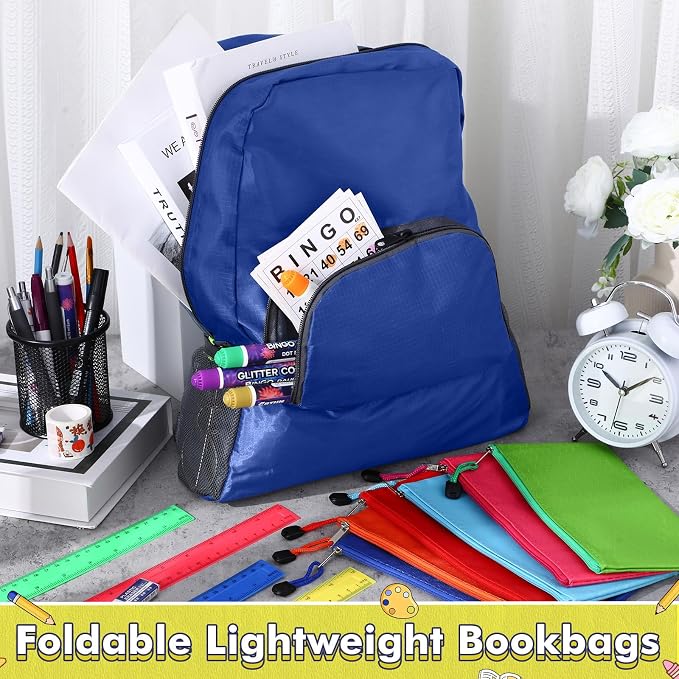 AmazingSpark 24 Set Backpacks Bulk with School Supplies Pencil Pouch Ruler Back Pack Basic Backpack Back to School Supplies Donate Set
