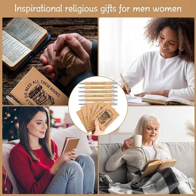 Supervitae 48 Set Book Lover Gift Book Club Reading Journal Inspirational Bookish Notebook with Motivational Bamboo Pens Librarian Appreciation Gift for Women Bookworm Teacher Student Office Writers