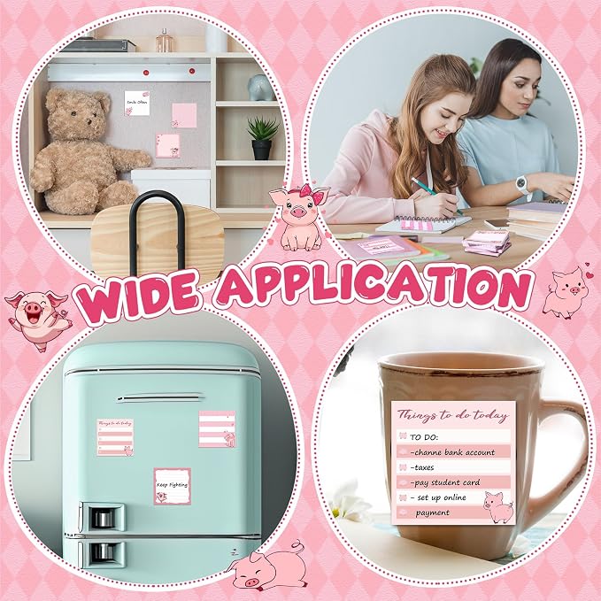 9 Pads Cute Sticky Notes Cartoon Self Stick Notepads 3x3 Inches Notes Adhesive Memo Pad Office Decor Gifts for Students School Teacher Office Meeting(Piggy)