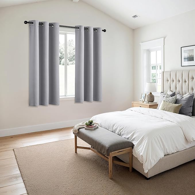 MIULEE Blackout Curtains for Bedroom Living Room 2 Panels, Thermal Insulated Room Darkening Drapes Grommet Noise Reducing Light Blocking Window Treatments 45 Inches Long 40x45 Inch Light Grey