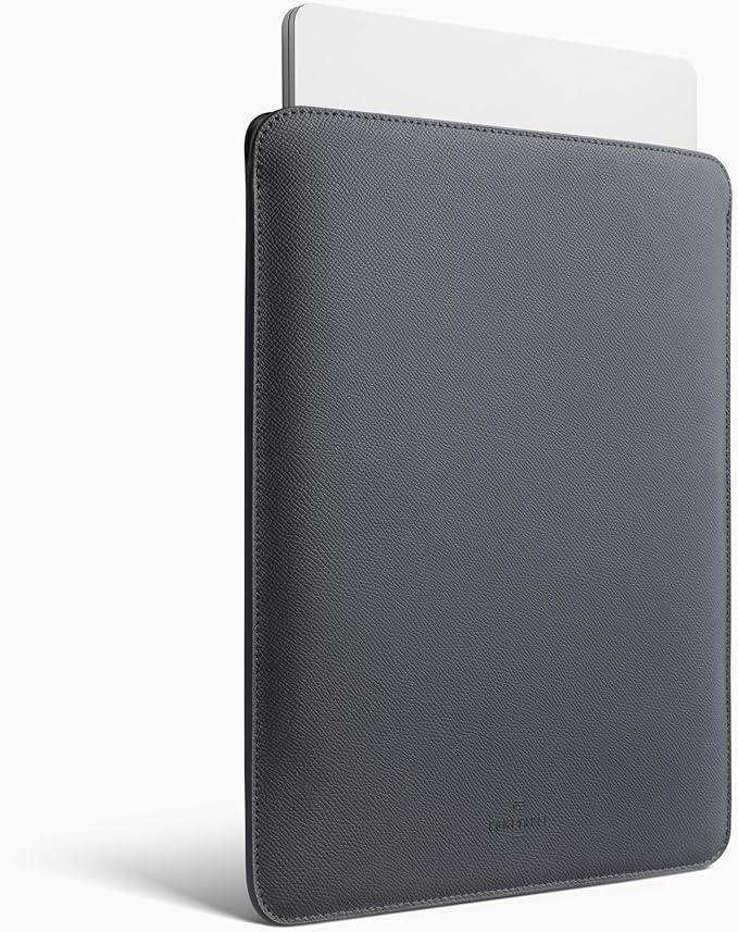 Comfyable Laptop Sleeve 14 Inch Precisely Compatible with MacBook Pro M5 M4 M3 M2 Pro/Max 2026-2021, Genuine Leather Cover Case, Dark Gray