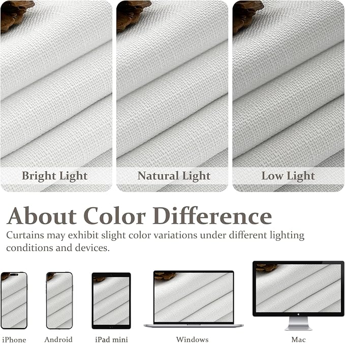 Extra Long 120 Inch Pure White Blackout High Ceiling Curtains for Living Room 2 Panels Set, Memory Trained Pleated Two Layer Linen Soundproof Heat Blocking Elegant Windows Curtain 10FT Length Drapes