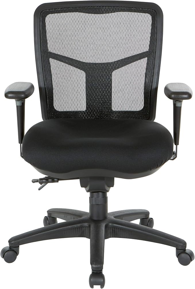 Office Star ProGrid Breathable Mesh Manager's Office Chair with Adjustable Seat Height, Multi-Function Tilt Control and Seat Slider, Mid Back, Coal FreeFlex Fabric