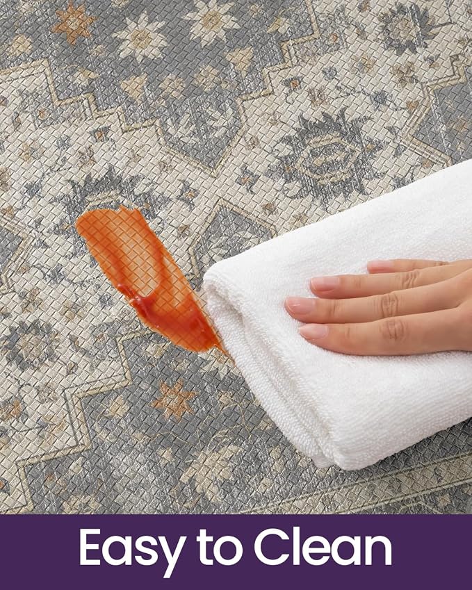 DEXI Kitchen Floor Mats Anti Fatigue, 23x59 Large Long Cushioned Vintage Runner Rug Waterproof, Standing Comfort Memory Foam Padded for Front Sink Laundry Office, Pale Grey