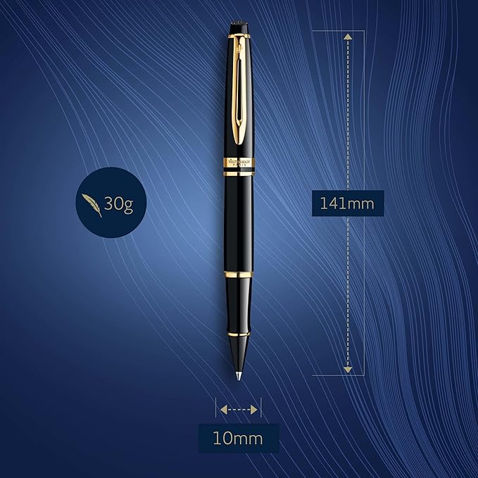 Waterman Expert Rollerball Pen, Gloss Black with 23k Gold Trim, Fine Point, Black Ink, Luxury Pen in Gift Box, Great Gift for Coworker