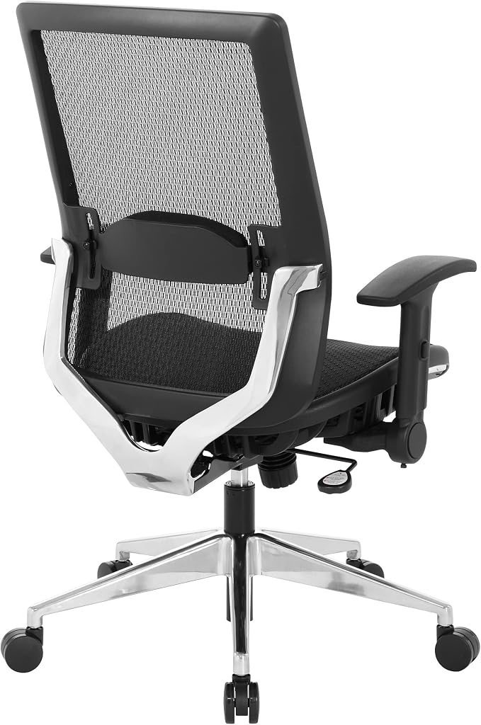 Space Seating 867A Series Adjustable Manager's Office Chair with Breathable Matrix Back and Padded Flip Arms, Black