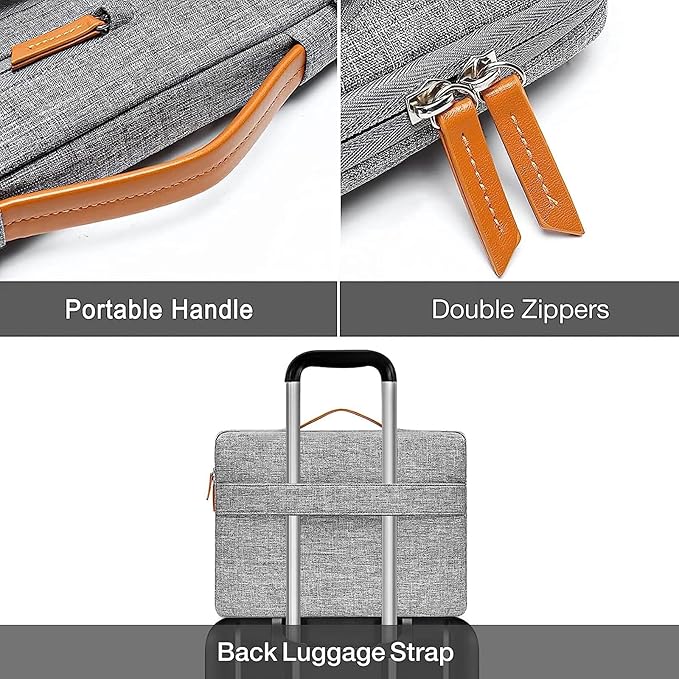 MOSISO 360 Protective Laptop Case 13 inch, 13 inch Laptop Sleeve Compatible with MacBook Air M5 M4 M3 M2 M1 2026-2018/Neo/Pro M2 M1, Side Open Carrying Case with 4 Zipper Pockets&Handle, Gray