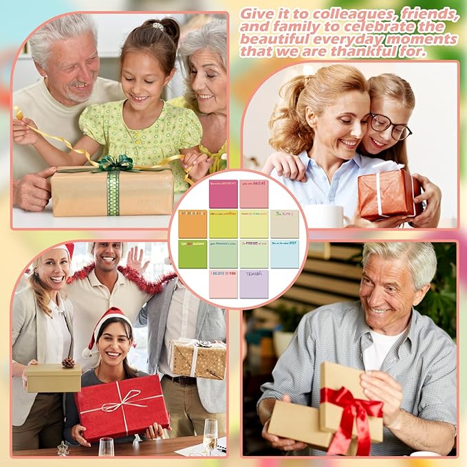 Yinder 24 Pcs Inspirational Sticky Notes Thank You Gift Motivational Sticky Note Pad Employee Appreciation Gift Bulk for Staff Coworker Teacher Nurse Office Groups 3 x 3'' (Thank You,Macaroon)