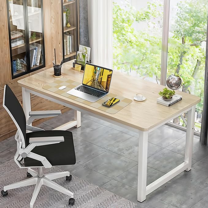 AFIING Leather Desk Mat, 31.5"x12", White Grey | Waterproof PU Leather, Non-Slip Mouse Pad, Aesthetic Desk Decor, For Home Office & Study