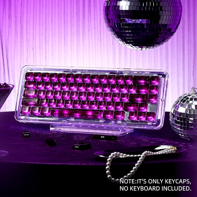 OHY XVX Jelly R2 Side-Printed Translucent MDA Profile Keycap Set, 122 Keys Double Shot PC+ABS Keycaps for MX Switches & ANSI Layout Mechanical Keyboards-Purple