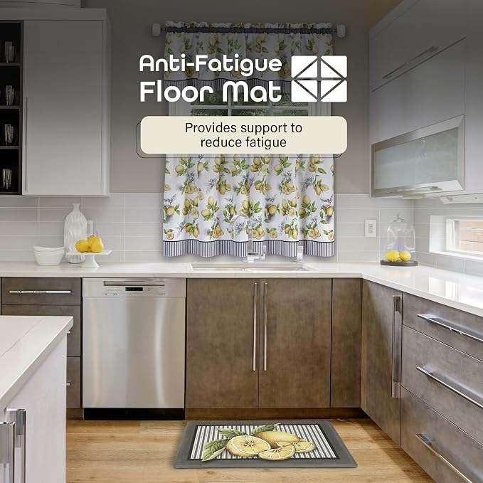 Anti-Fatigue Floor Comfort Mat - 18 x 30 Inch (Lemon Drop) - Waterproof Non-Slip Rug - Easy to Clean Cushioned Mat for Kitchen, Bathroom, Standing Desk & Office - Achim Home Decor