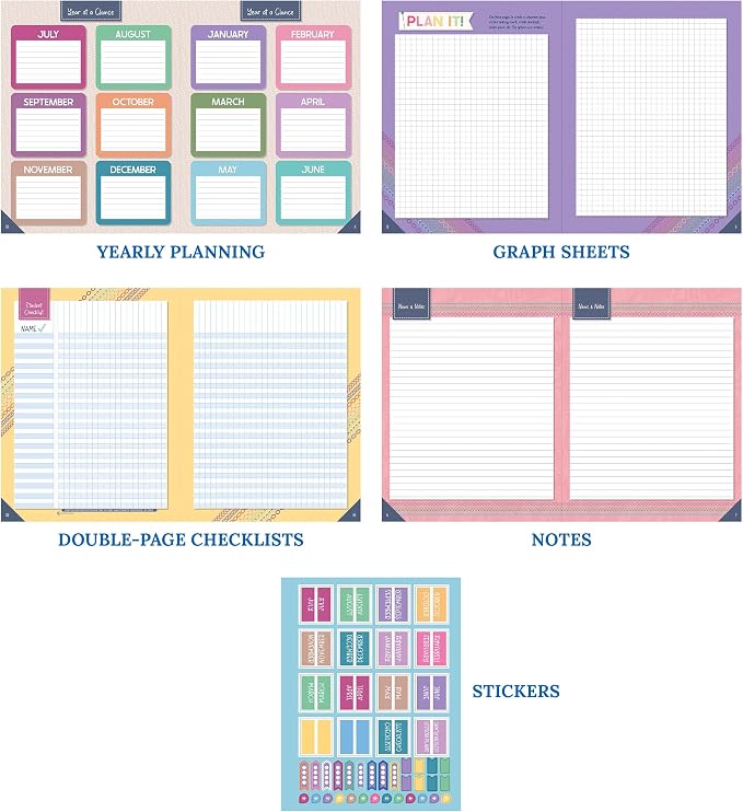 Carson Dellosa Education Crafty & Cool Teacher Planner 2026-2027, Undated 8"x11" Lesson Plan Book With Stickers, Class Schedule,Weekly Calendar, ... Haves, Homeschool Essentials, School Supplies