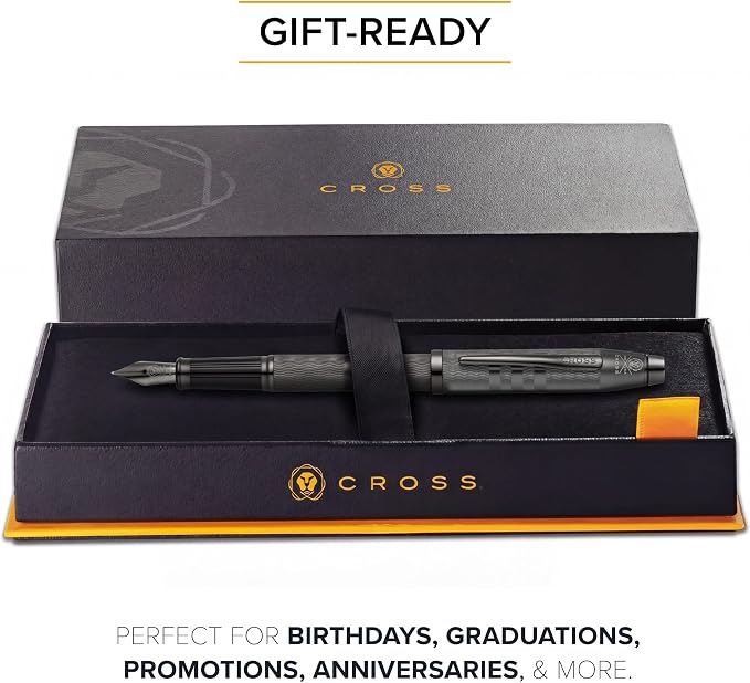 Cross Century II Midnight Black Fine Nib Fountain Pen - Professional Pen for Everyday Use - Smooth Writing - Comfortable Grip - Black Ink - Durable Construction - Includes Gift Box