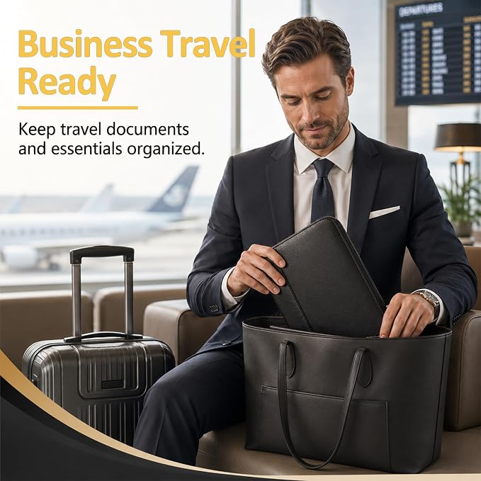 Darolin Vegan Leather Padfolio Portfolio with Zipper, Clipboard -Black | Professional Padfolio for Men Women, Business Resume Folder with Clipboard, Portfolio Bag, Padfolio Organizer for Work Travel