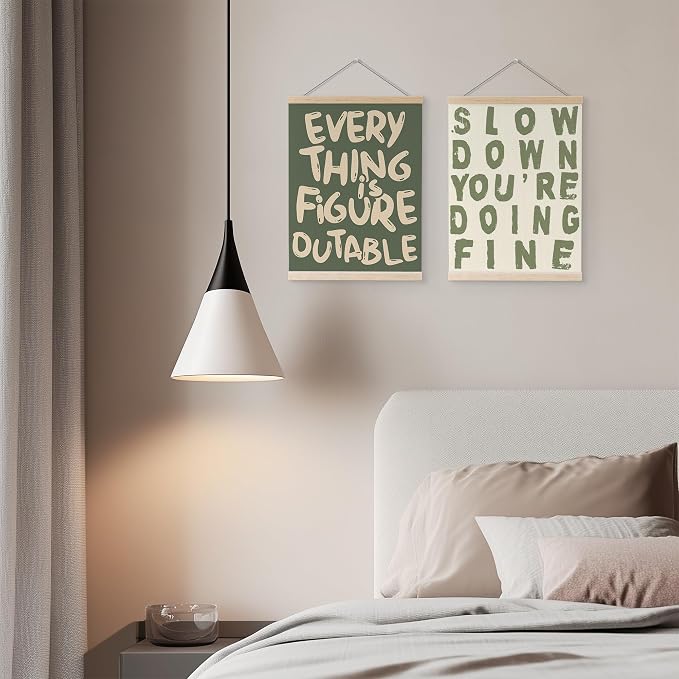 YQDEJ Everything is Figureoutable Inspirational Wall Art Poster Hanger Frame of 2, Positive Affirmations Wall Decor, Motivational Wall Art for Home Office Classroom, 12x16 Inch