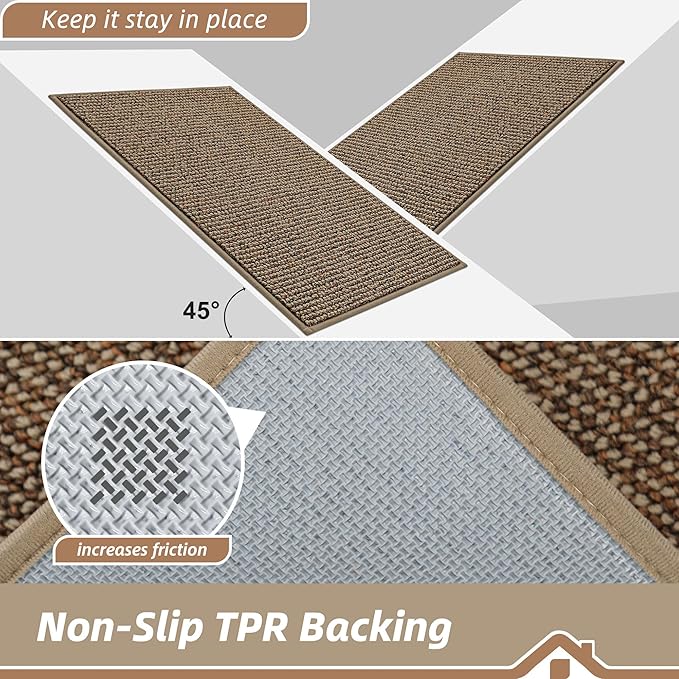 BEQHAUSE Kitchen Runner Rugs 32"x72", Non-Slip Kitchen Mats for Floor, Super Absorbent and Stain Resistant Kitchen Rug, Machine Washable Rugs for Kitchen, Hallway, Laundry & Sink, Taupe