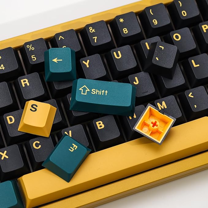 MarrsGreen PBT Double Shot Keycap Set,176 Keys Dark Green Custom Key Cap Keycaps 60 Percent Cherry Profile Keycaps for 61/64/68/84/87/100/104/108 Mechanical Keyboard