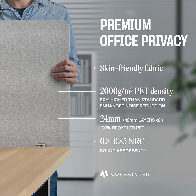Universal Desk Privacy Panel – Heavy-Duty Desk Divider & Office Partition - Privacy Screen for Workspaces & Cubicles (2-Pack, 55" x 24")