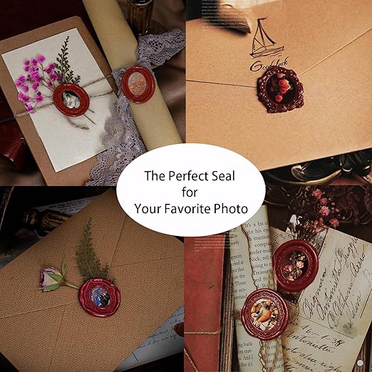 Vintage Embossed Frame Wax Seal Stamp Kit - 3D Relief Frame Seal Stamps with 24-Color Sealing Beads 600pcs, Electric Wax Warmer, Spoon & Pens for Wedding Invitations, Letters (Oval #6)