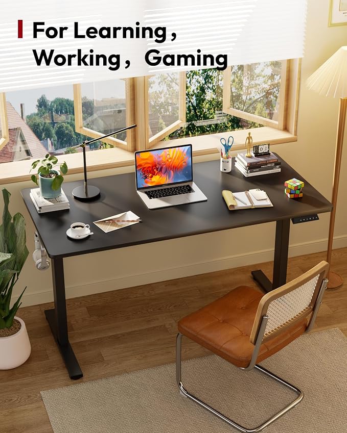 SANODESK Electric Standing Desk, 71 x 32'' Height Adjustable Sit Stand Desk with Large Splice Board Desktop Ergonomic Memory Presets Computer Workstations for Home Office, Black Frame/Black Top