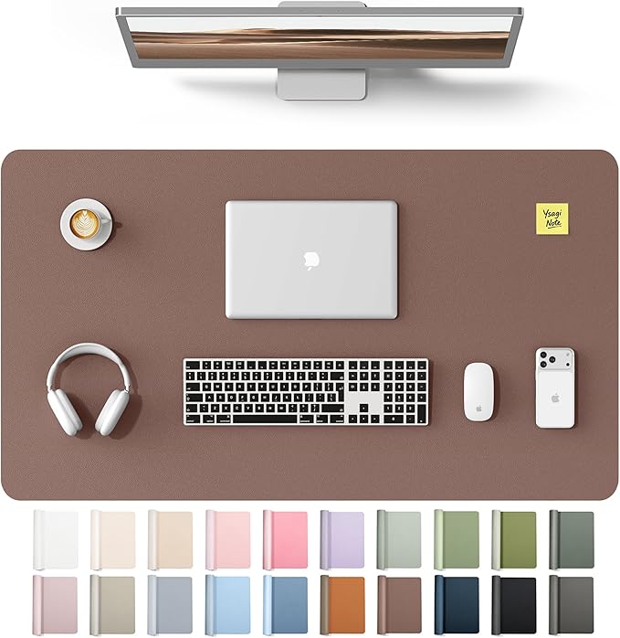 YSAGi Leather Desk Protector, Office Mat, Large Mouse Mat, Non-Slip PU Leather Blotter, Laptop Desk Mat, Waterproof Writing Pad for Office and Home(Chocolate, 40" x 24")