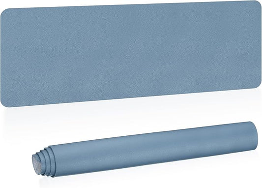 PATIKIL Desk Mat, 55"x17" Non-Slip Waterproof PU Leather Desk Pad Dual Sided Office Home Work Study, Grey Blue