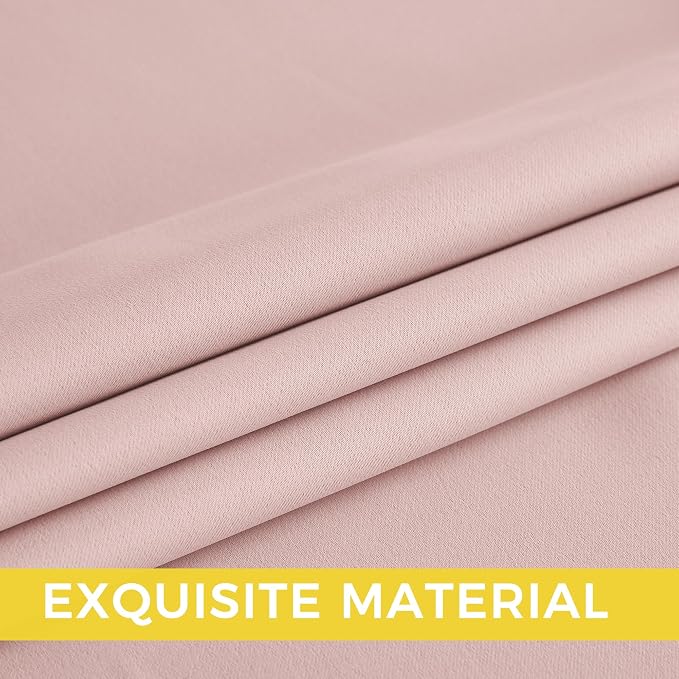 NICETOWN Room Darkening Draperies Curtains Panels, 2 Panels Blush Pink W52 x L84