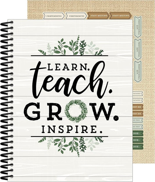 Carson Dellosa Education Modern Farmhouse Teacher Planner 2026-2027,Undated 8" x 11" Lesson Plan Book With Stickers, Class Schedule & Weekly Calendar School Supplies, Homeschool & Classroom Must Haves