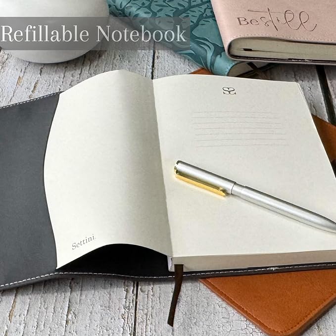 SETTINI® Dot Grid Refill Journal Notebook for Refillable Journals – Premium A5 100 gsm Sheets Dotted Notepad 8.25 x 5.5 Inches with 256 Pages and Helpful Bookmark